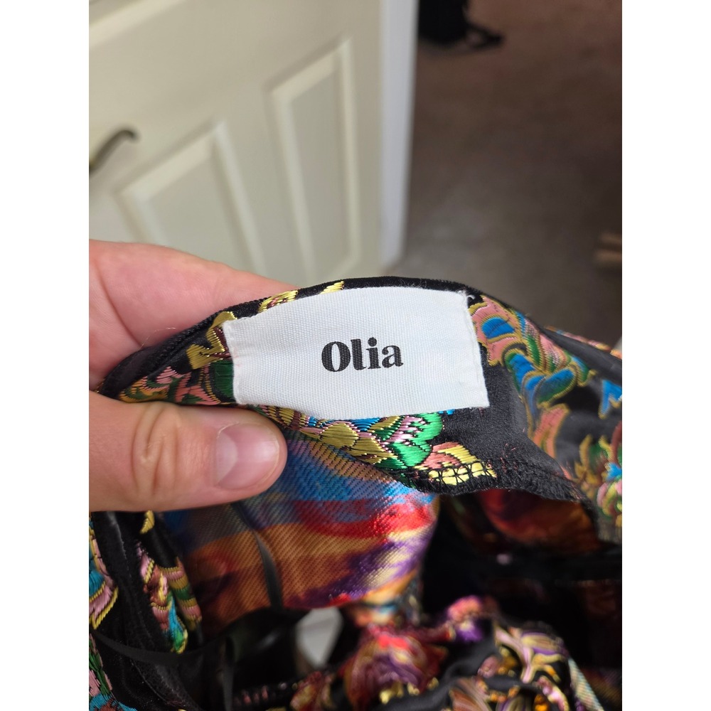 Olia Womens Strapless Metallic Floral Brocade Midi Dress Black‎ Multi Size S - Picture 2 of 14